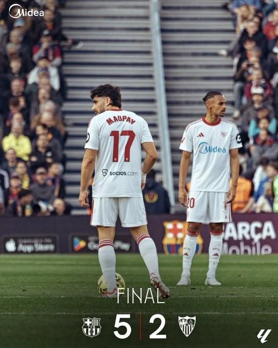 华体会安全通道-2-5不敌巴萨，塞维利亚已连续52场西甲客战西超三强未能取胜